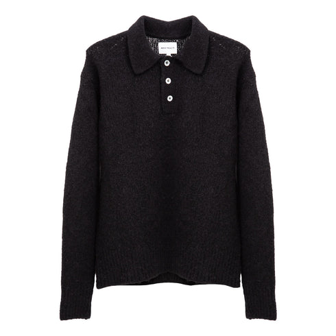 Norse Projects Rasmus Relaxed Brushed Polo Black N45-0614 Degli Uberti